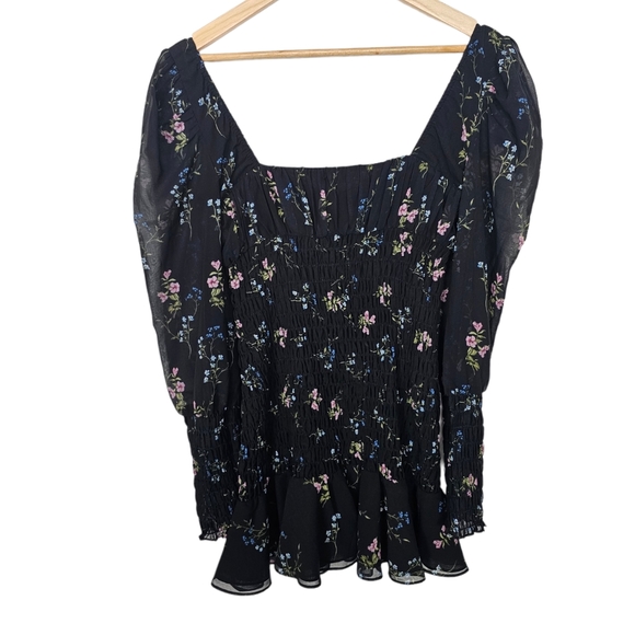 For Love and Lemons Dixon Black Floral Mini Dress Size Medium - Picture 4 of 11